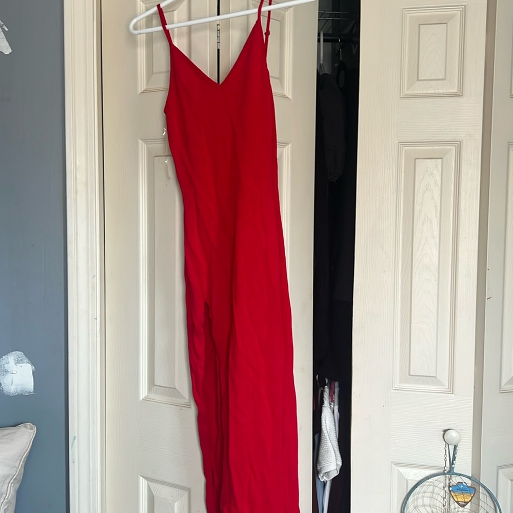 Red tight dress with slit- never worn